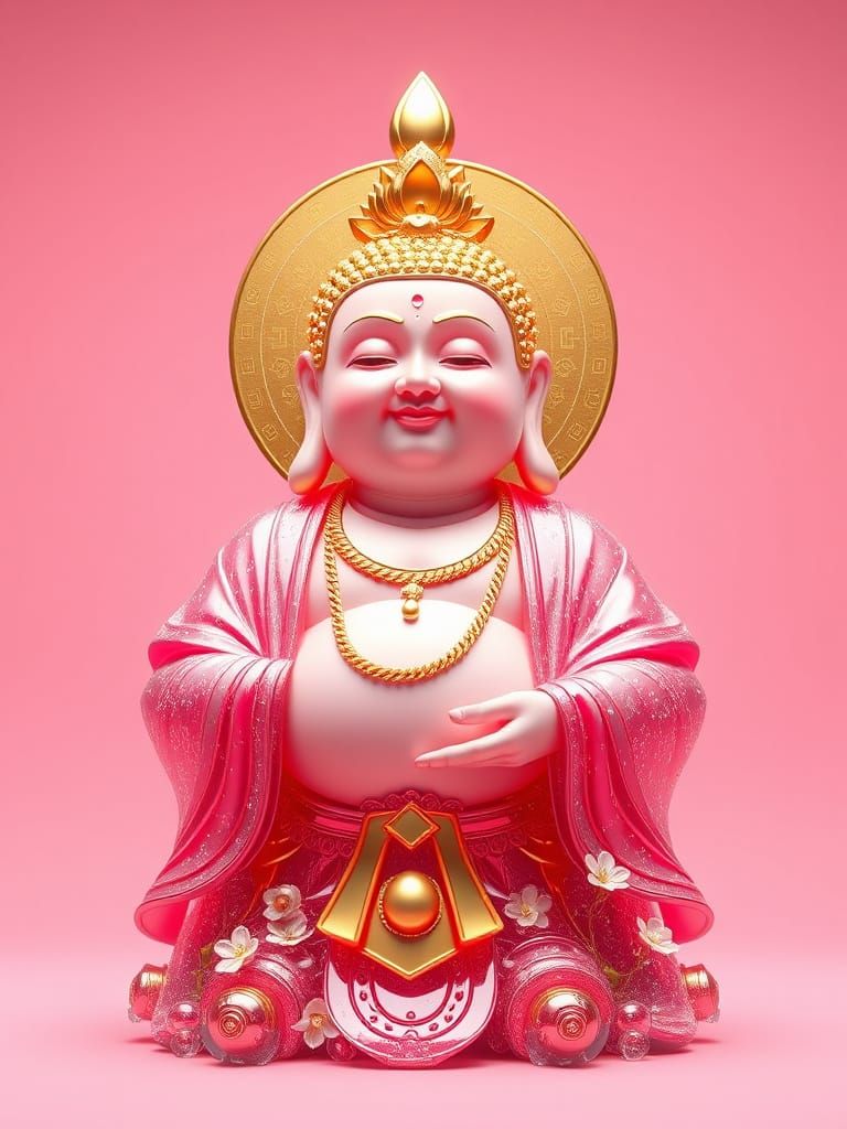 Cyberpunk Bodhisattva Statue in Elegant, Ethereal Style