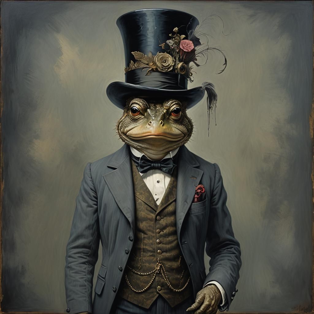 Victorian Aristocratic Toad in Opulent Top Hat and Tailcoat