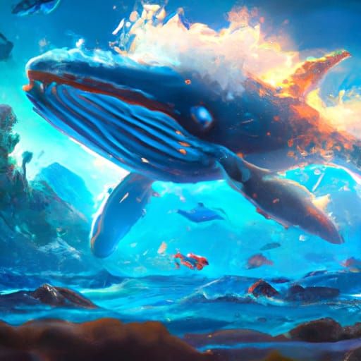 Adorable Whale in Detailed Digital Painting