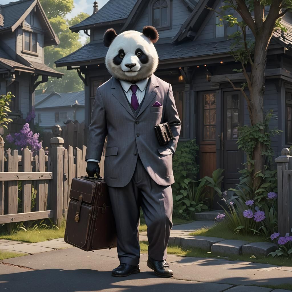 Panda in Suit: Dark Fantasy Concept Art