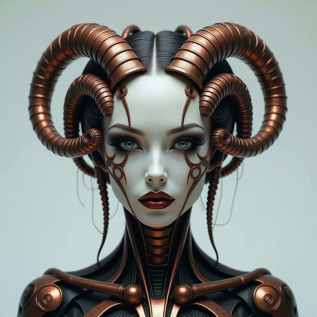 Otherworldly Woman of Oxygen, Copper, and Neon, Giger Style