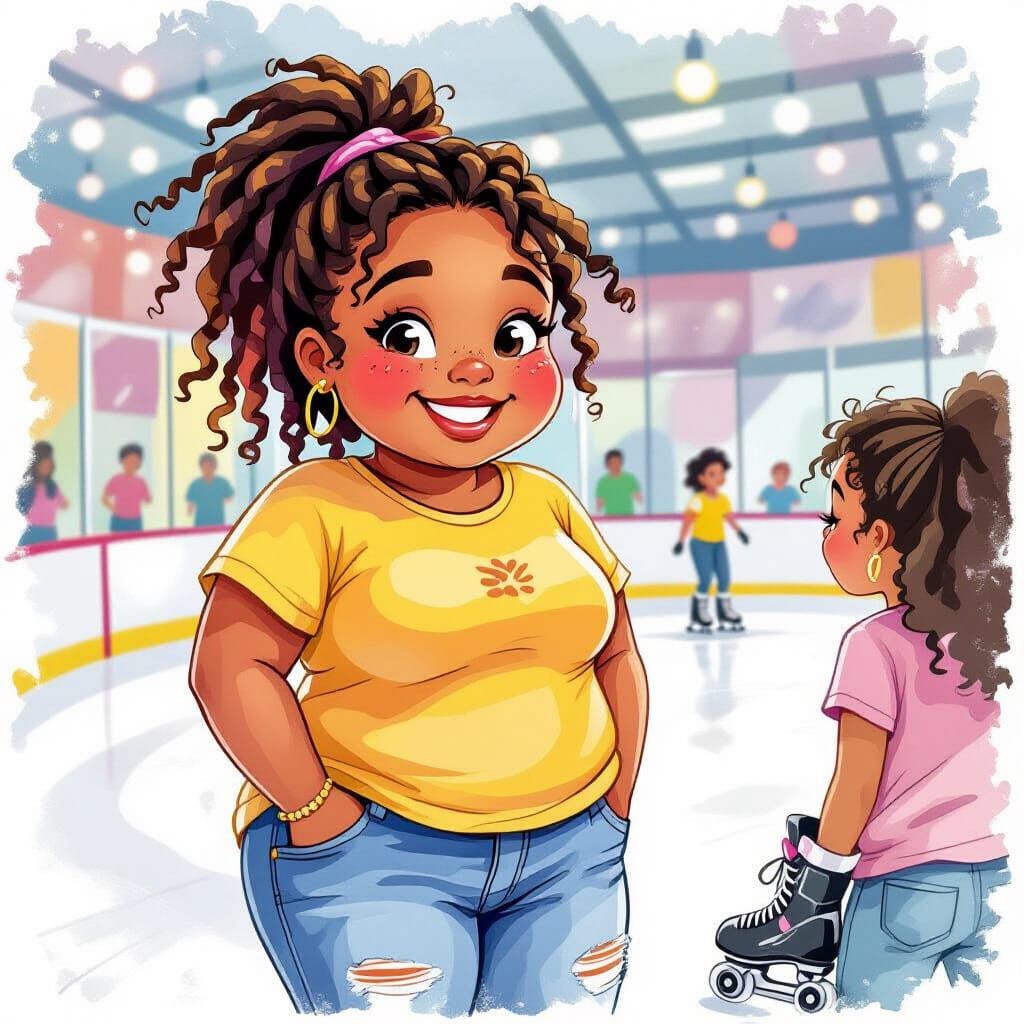 Girl Skating: Expressive Watercolor Painting