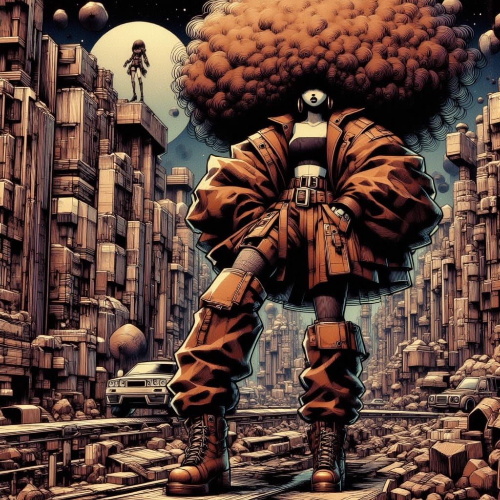 Kamandi Comic Art in Cyberpunk Ruin