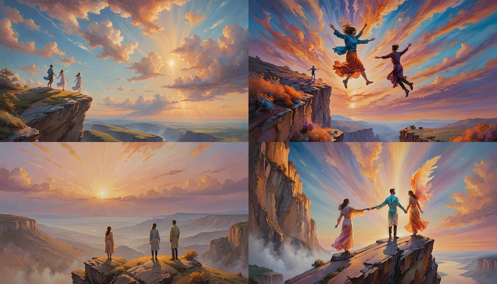 Ethereal Leap of Faith into Colorful Sky