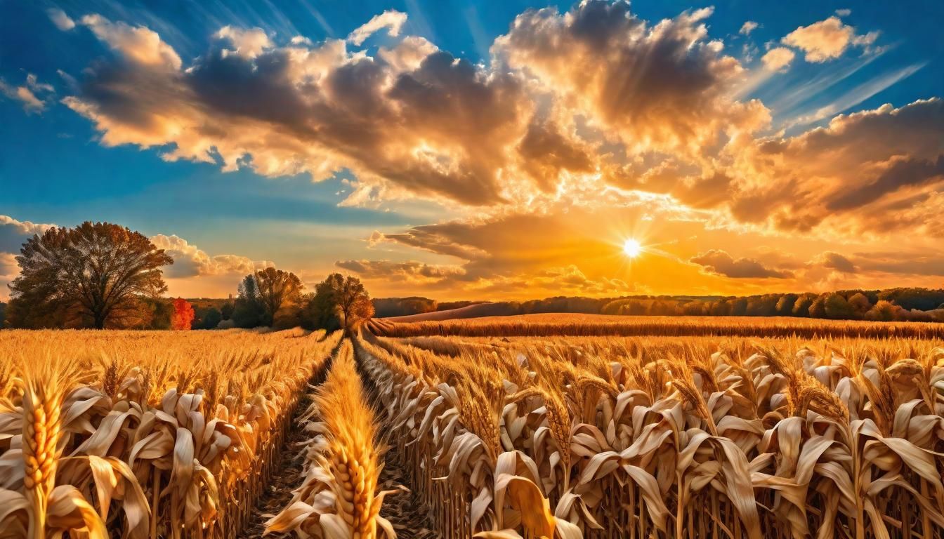 Golden Hour Fall Harvest in Hyperrealistic Style