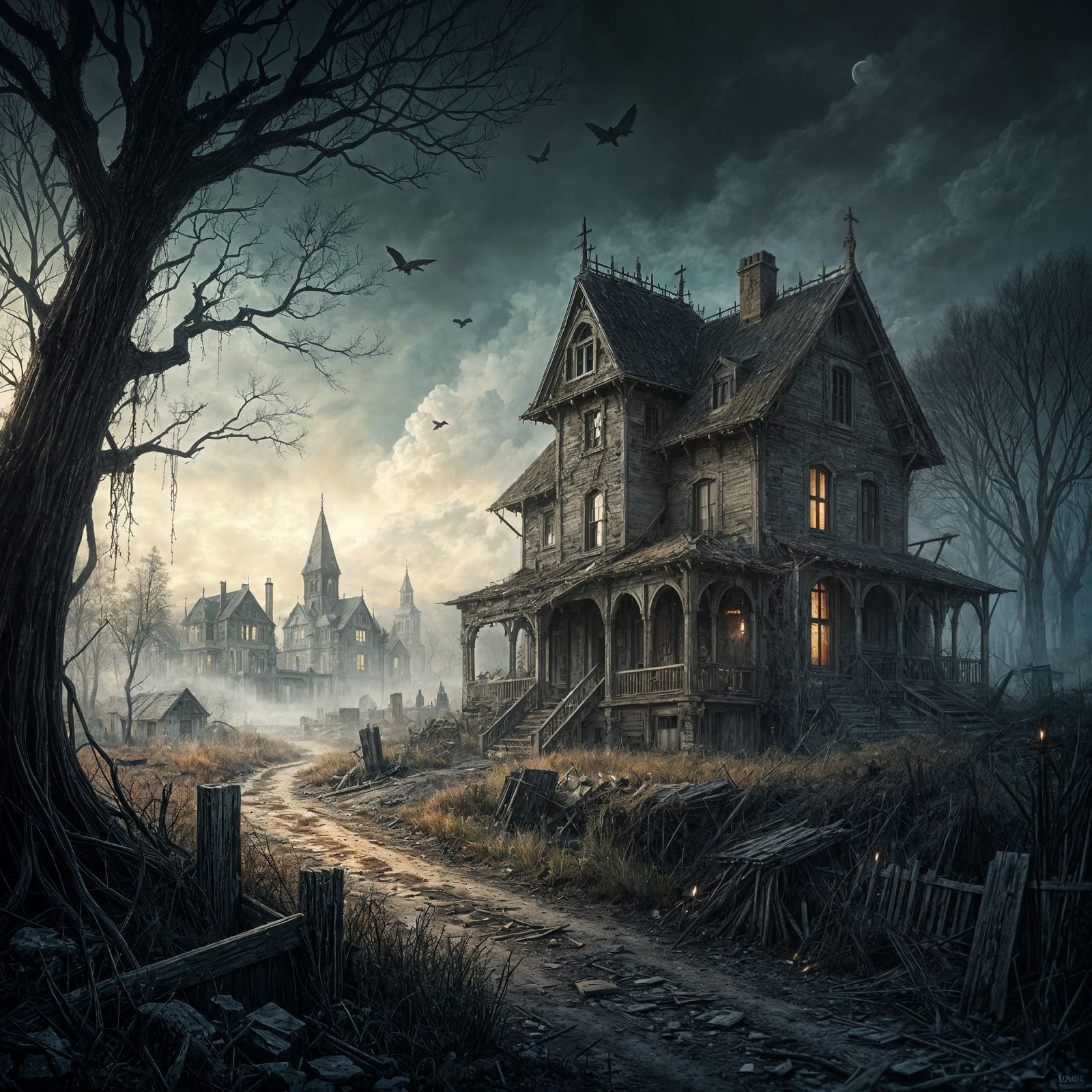 Abandoned House in Zombie Apocalypse Landscape
