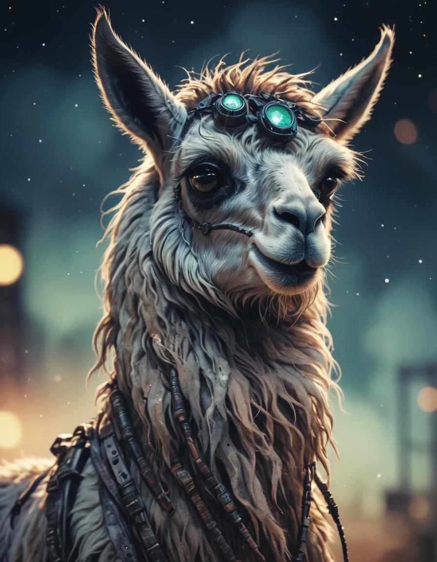 Apocalyptic Eldritch Llama in Watercolor Style