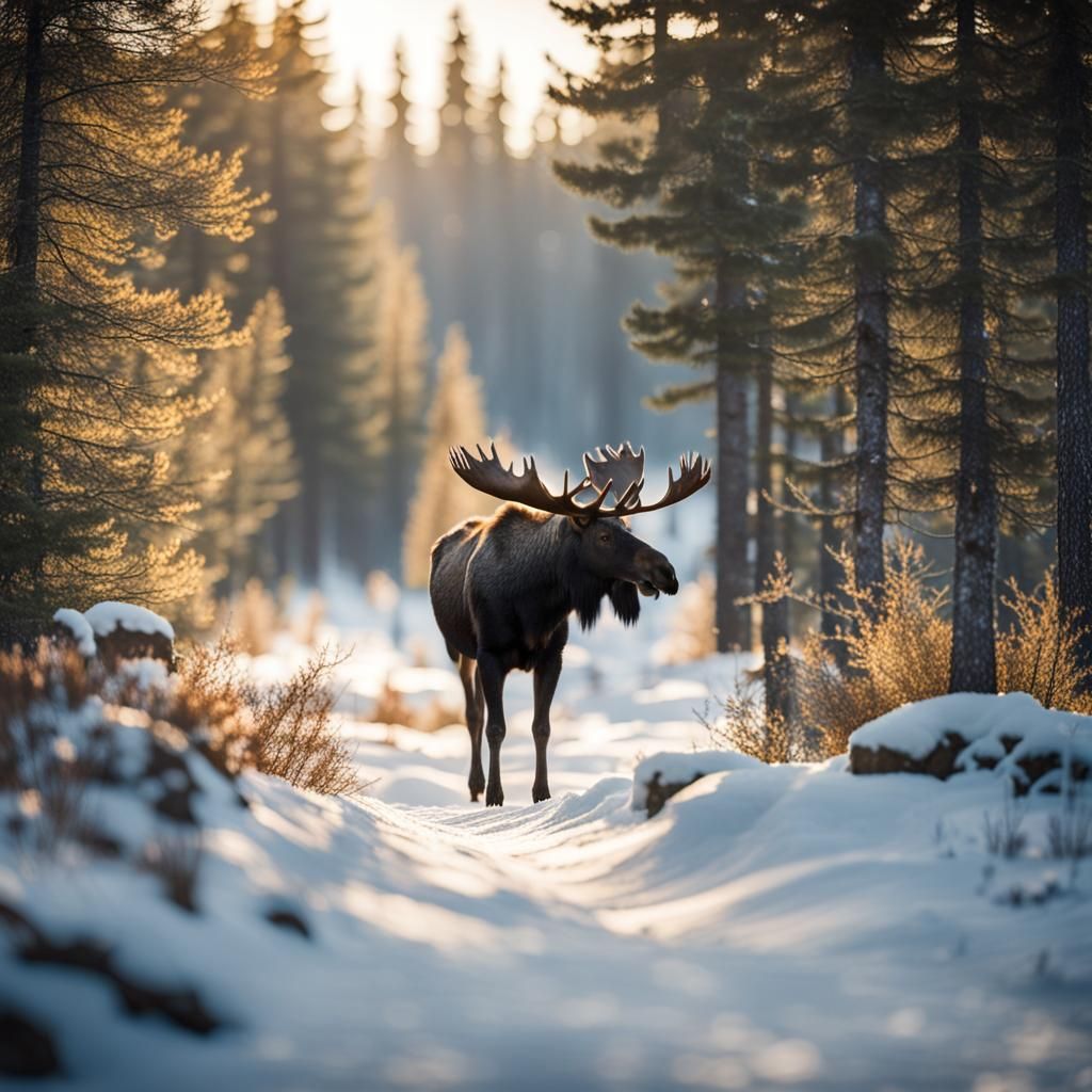 Moose in a Norwegian Forest Photograph