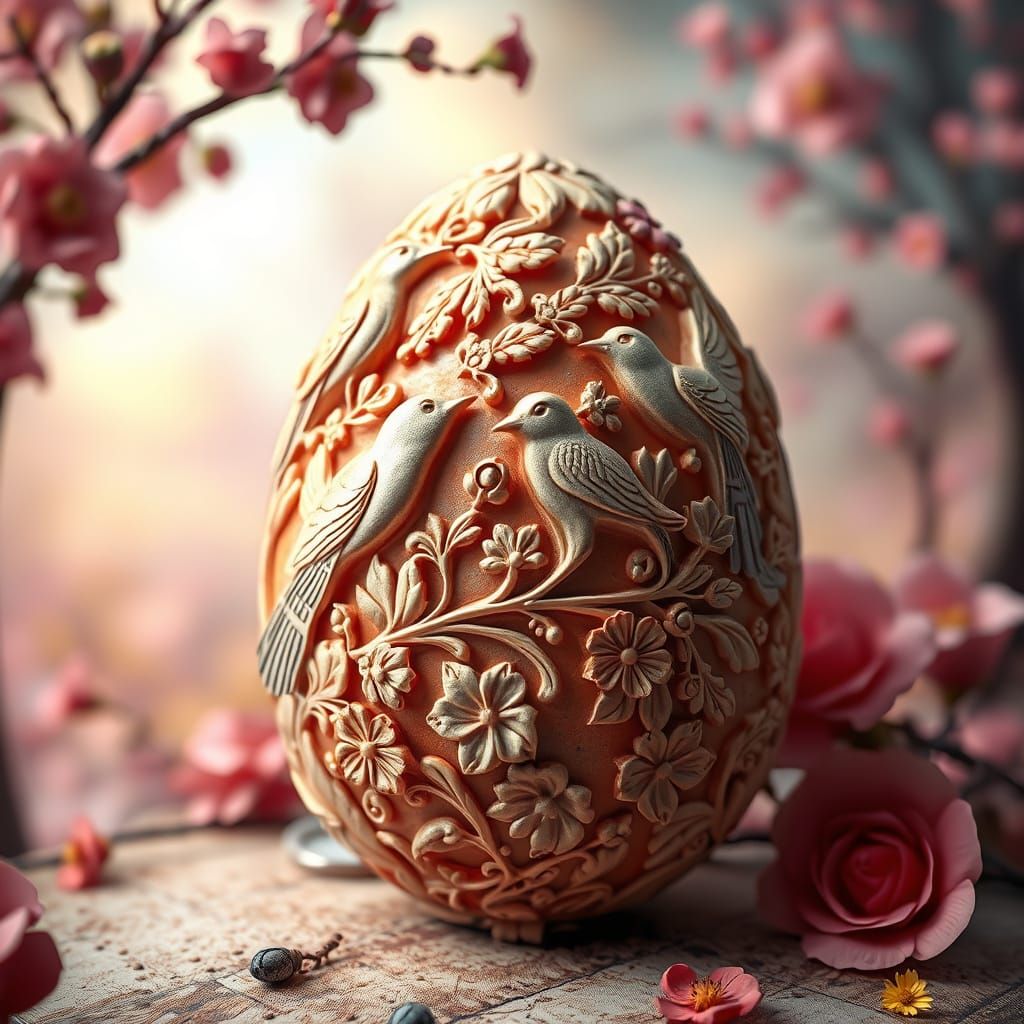 Surreal Easter Egg in Whimsical, Magic Realist Style