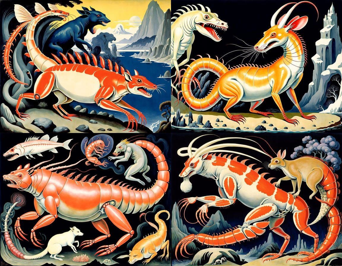 Surrealistic Hybrid Creature in Neon-Lit, Brutal Dissection ...