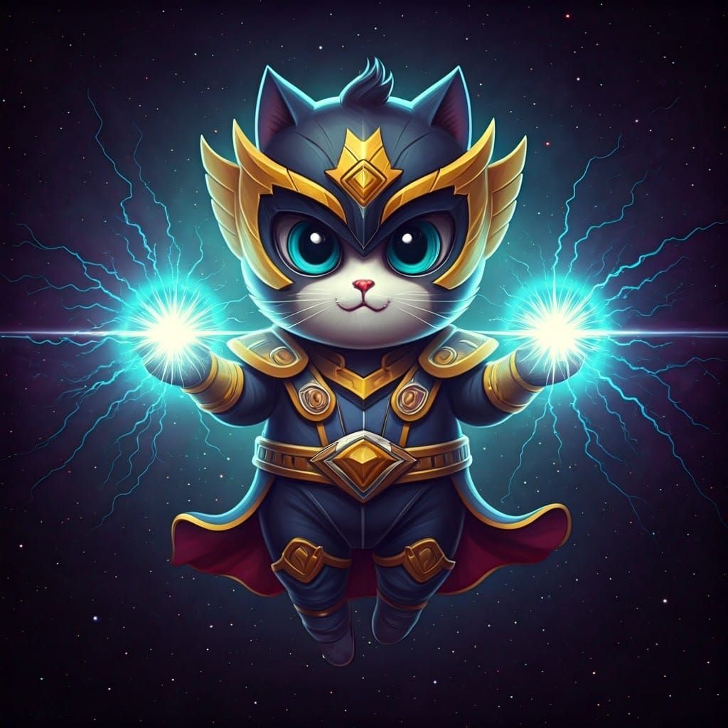 Legendary Chonky Cat Warrior in Nebula