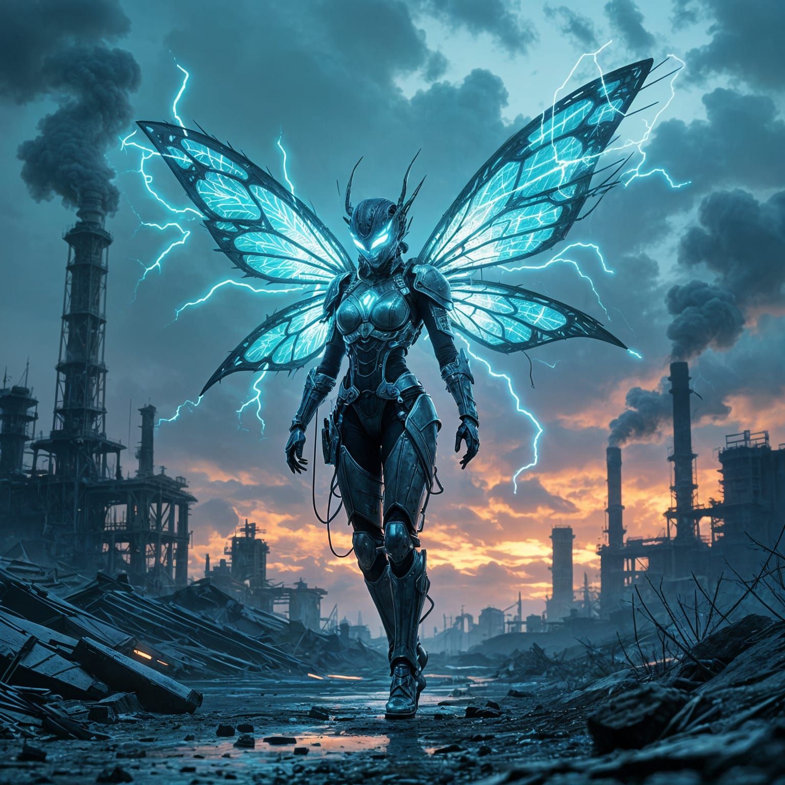 Electric Fairy Bot in Industrial Wasteland