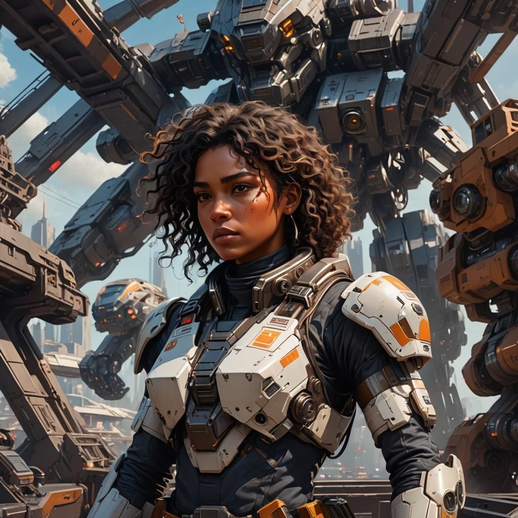 Female Space Fighter Pilot in Hyperdetailed Portrait