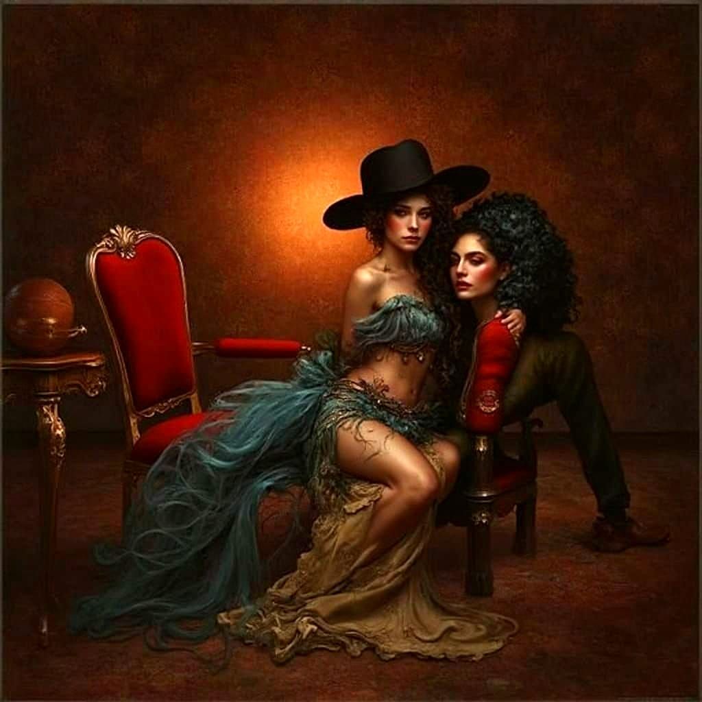 Opulent Masterpiece of Triadic Colors and Whimsical Sensuali...