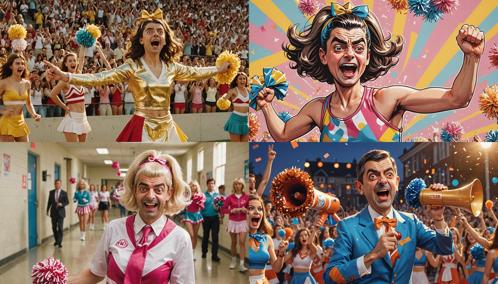 Mr. Bean as a Female Cheerleader