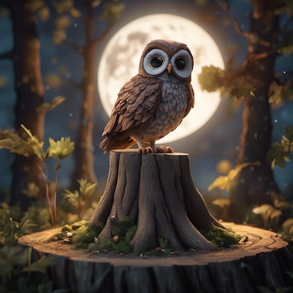 Moonlit Owl in Aardman Animation Style
