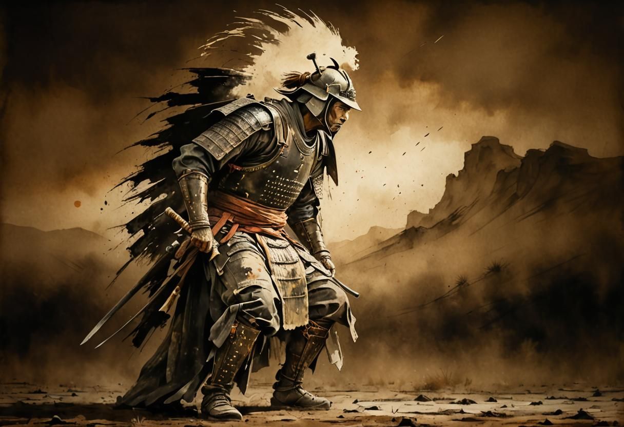 Samurai in Barren Field: Expressionist Romanticism