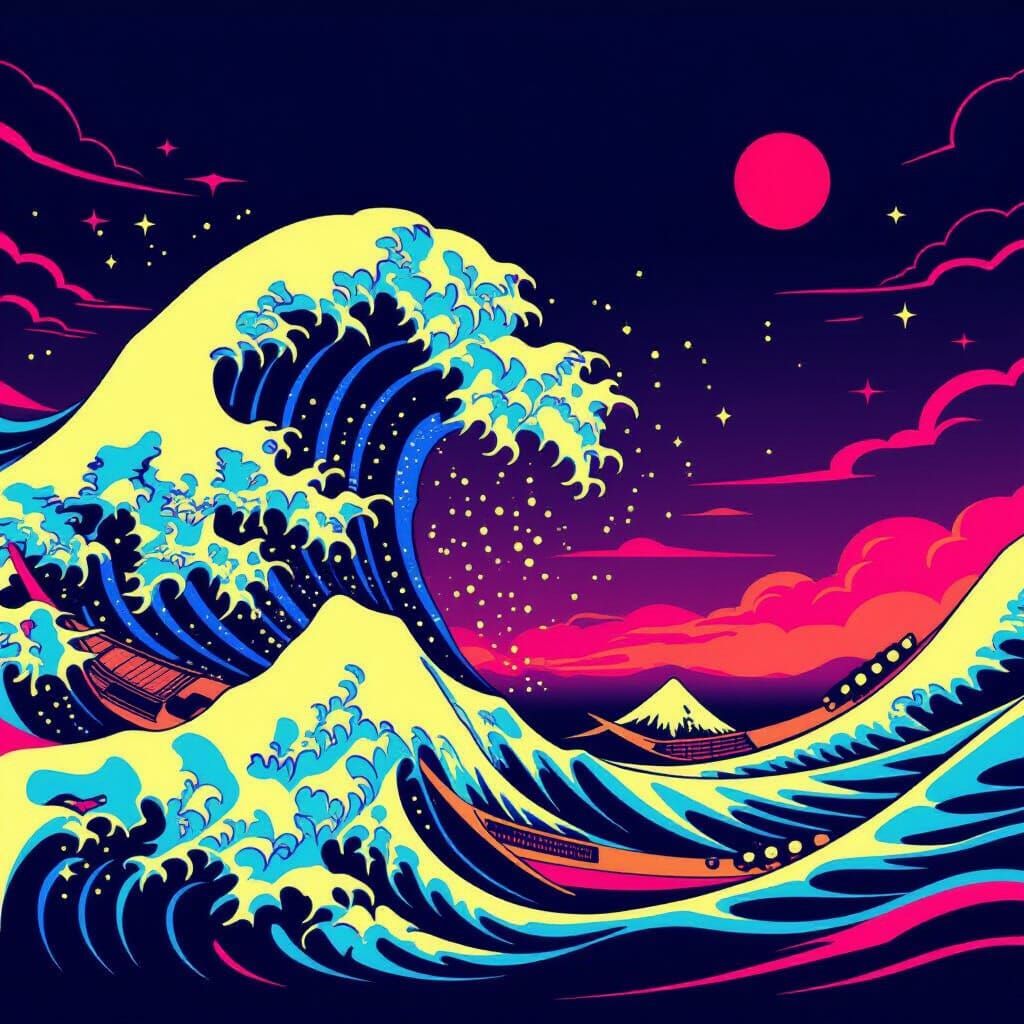 Neon Wave Inspired by 80s Surf Culture