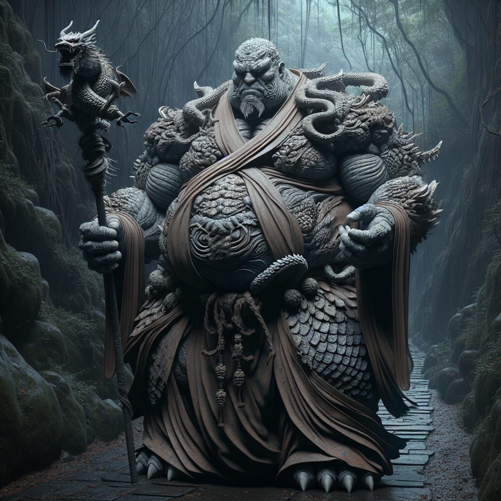 Dragon Warrior Monk in a Dark Forest