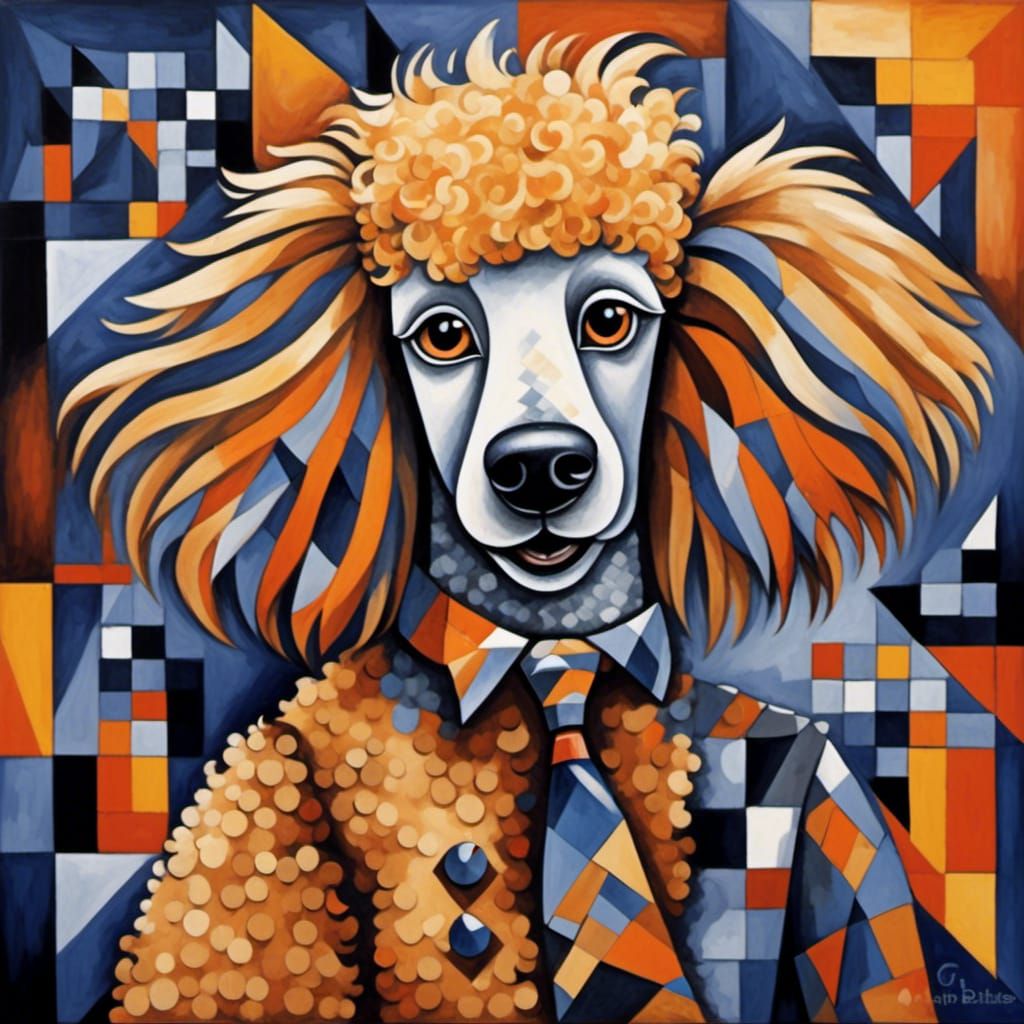 Cubist Poodle Punk Rock Singer on Stage