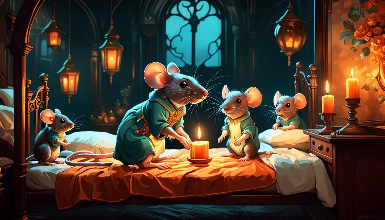 Mouse Family Bedtime Story in Candlelight