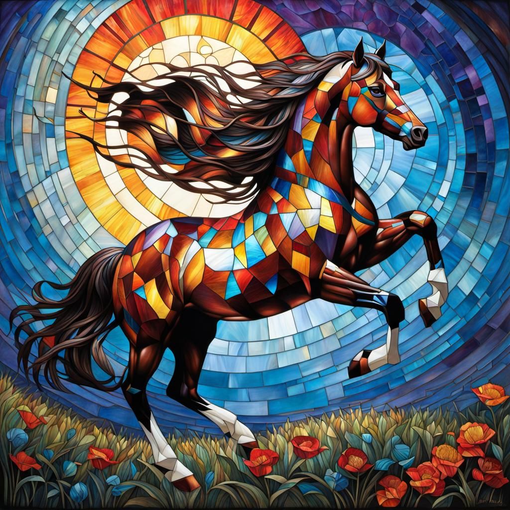 Stained Glass Horse Art by Ruthowski and Dociu