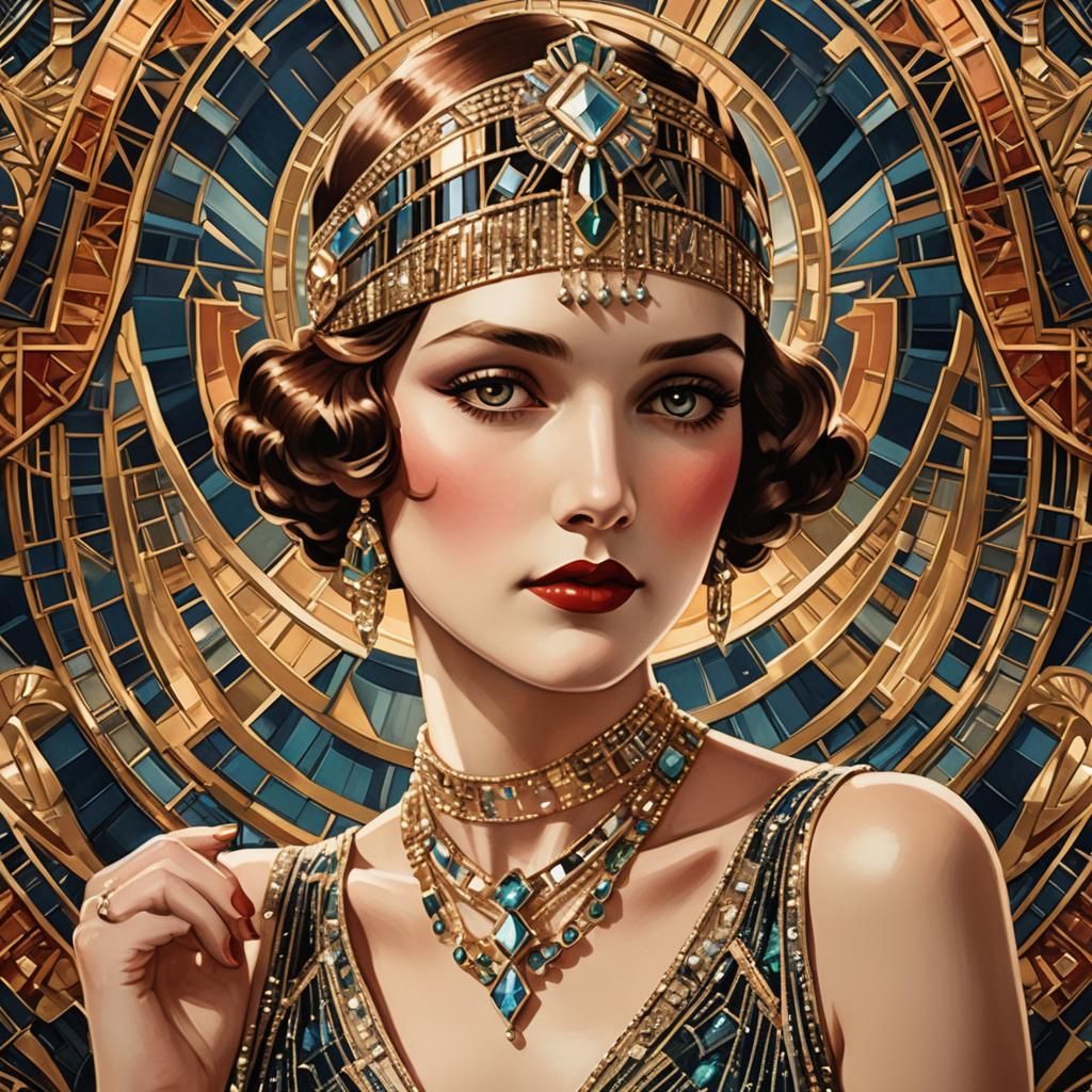 Art Deco Film Poster of Elegant Flapper