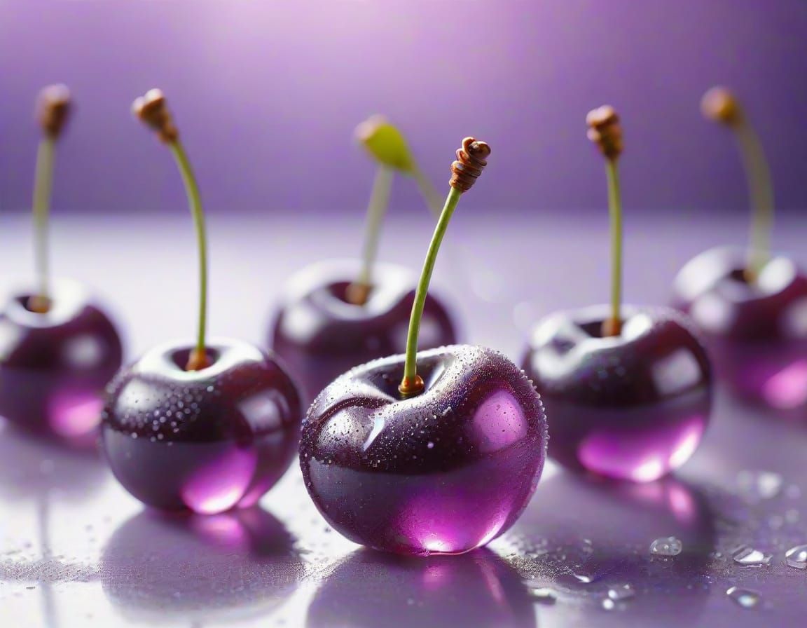 Glistening Cherry Candies in Whimsical Glow