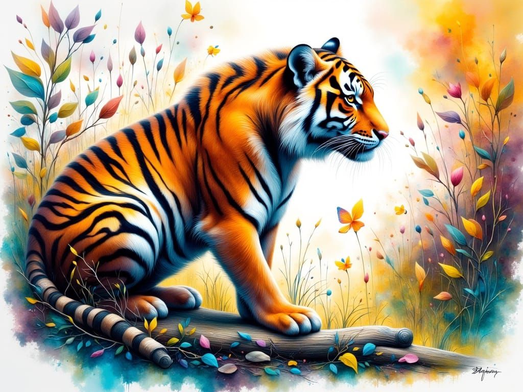 Glowing Tiger in a Whimsical Jungle