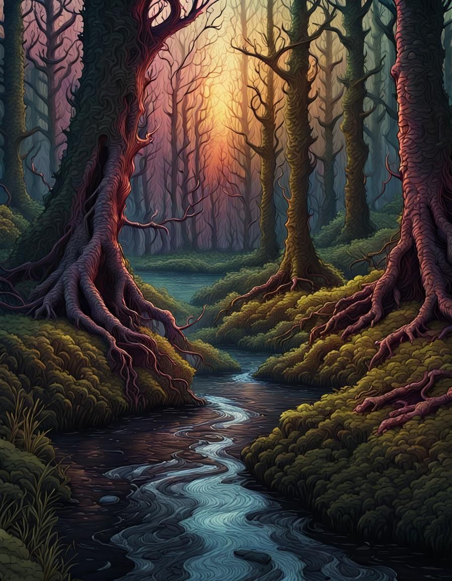 Horrifying Dark Forest Stream in Ultra HD