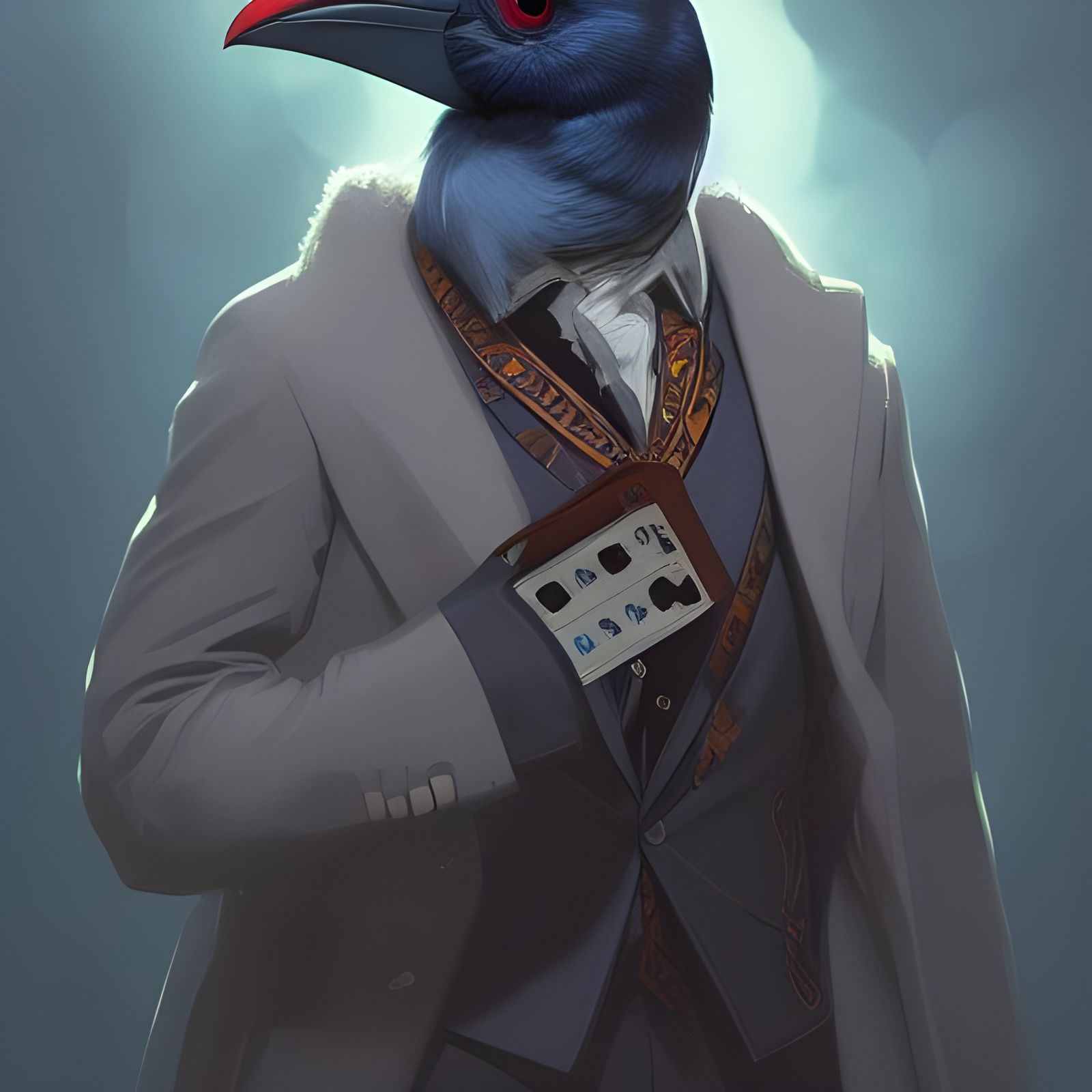A well dressed Kenku with a deck of cards