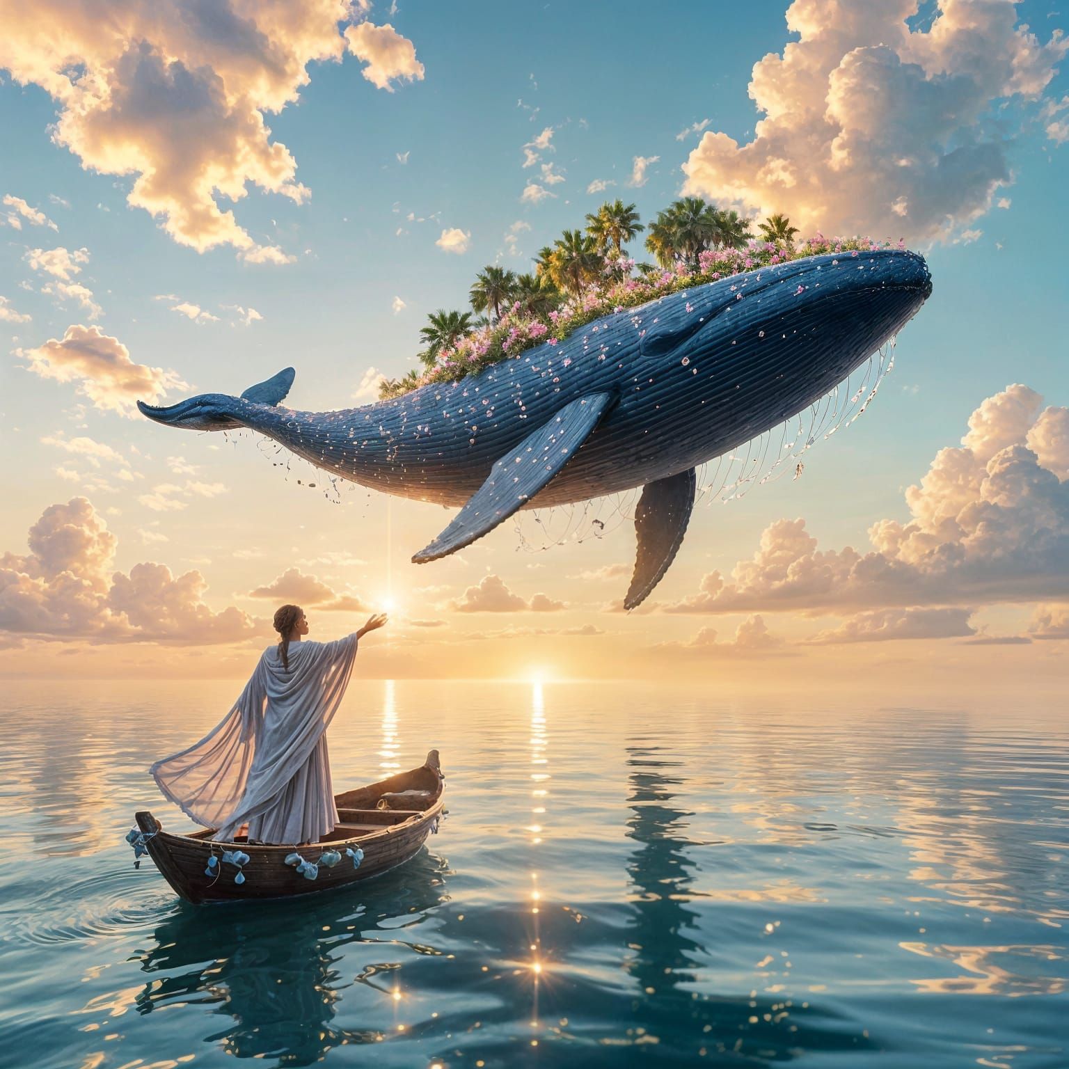 Surreal Desert of Light With Whale Cloud Island