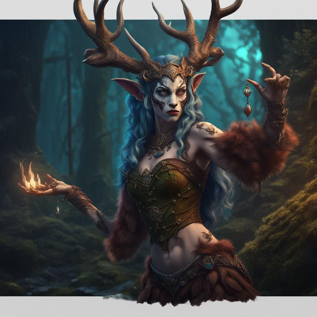 Elf Druid Dancer in Fantasy Concept Art Style