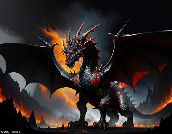 Fiery Dragon in Dynamic Fantasy Art Style