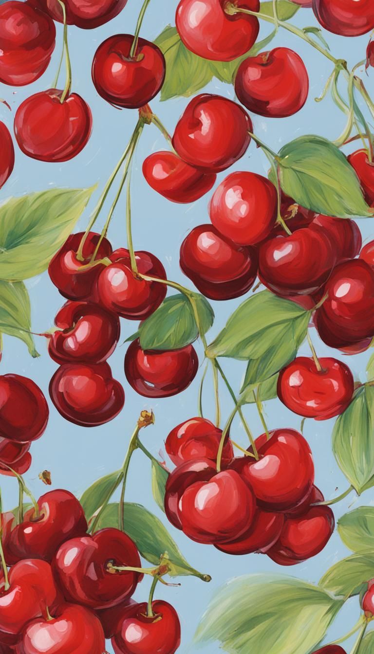 Ripe Cherries on Dark Background