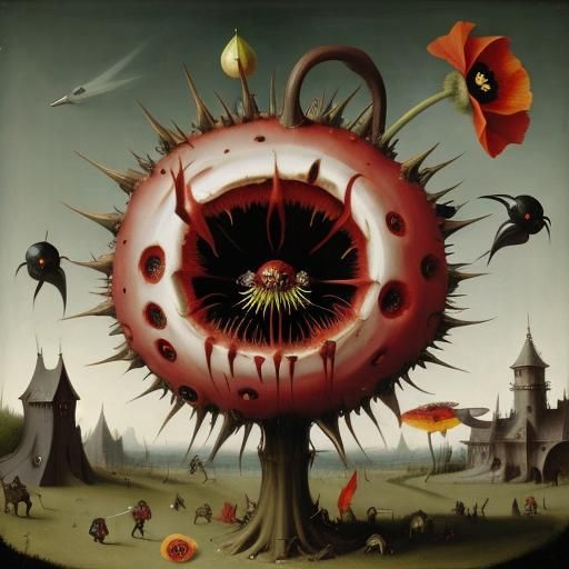 Sinister Carnivorous Poppy Inspired by Hieronymus Bosch
