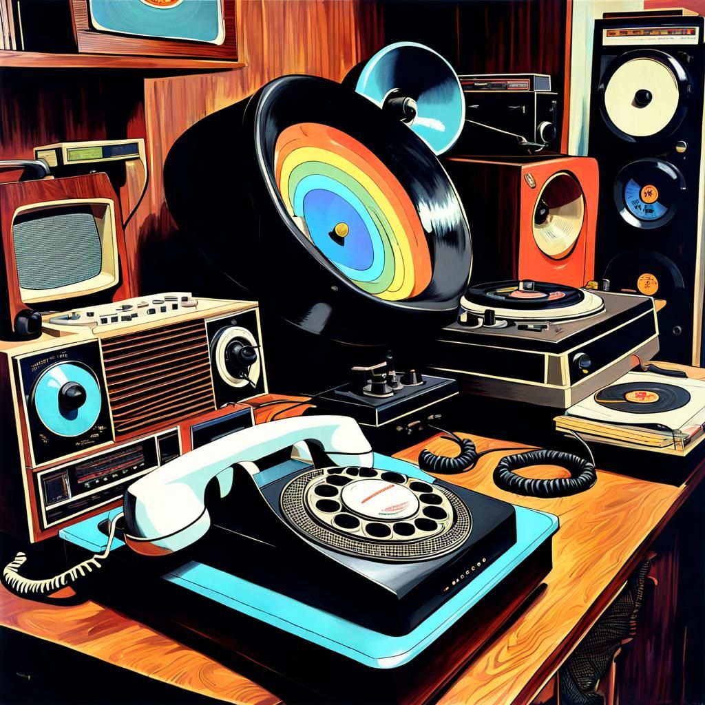 Vintage Tech: Rotary Phone, Atari, TV, Record Player