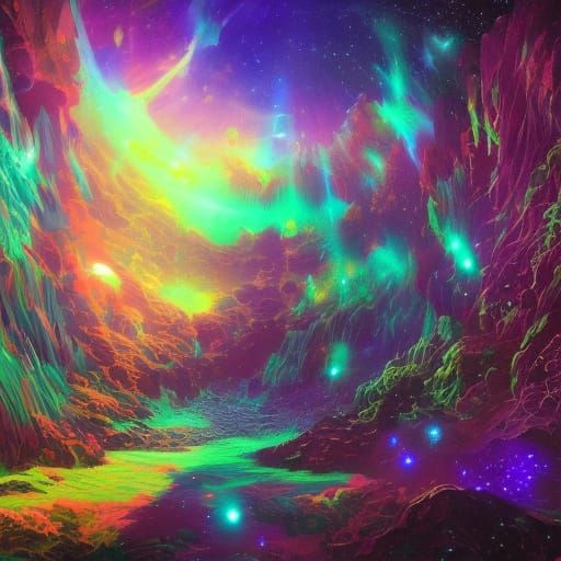 Bioluminescent Mushroom City with Ethereal Beings in Astral ...