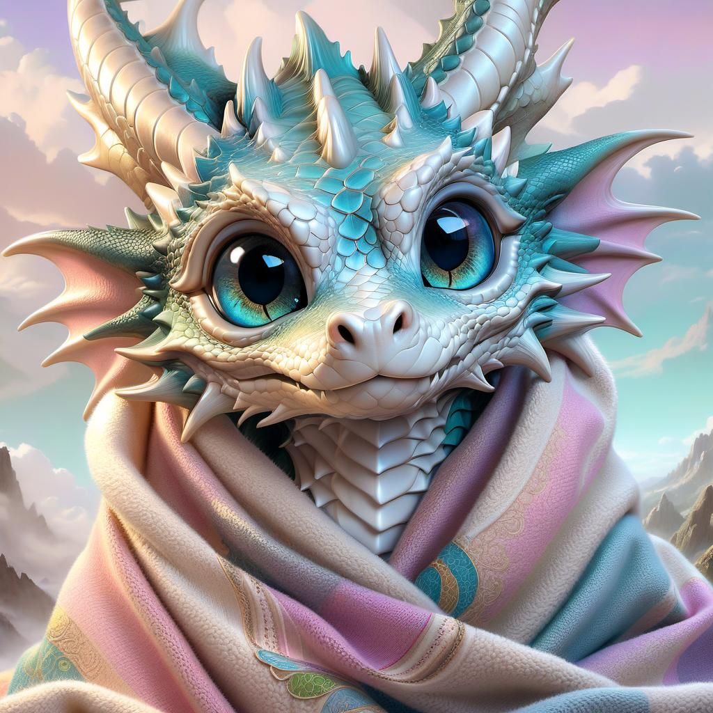 Adorable Pastel Dragon Portrait in Anime Style