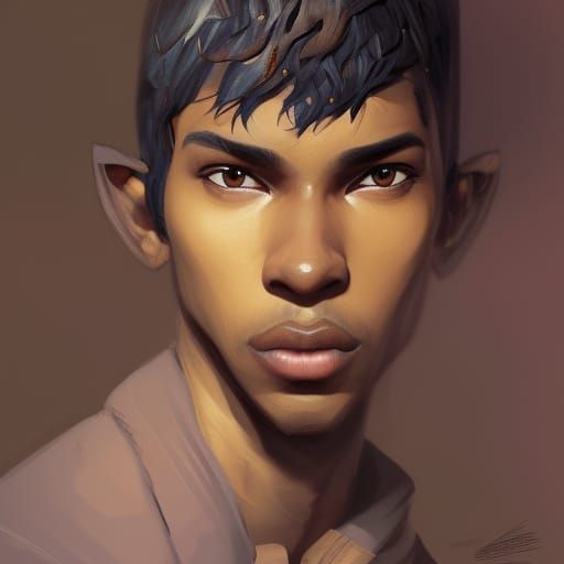 Detailed Portrait of a Black Male Elf in 8K