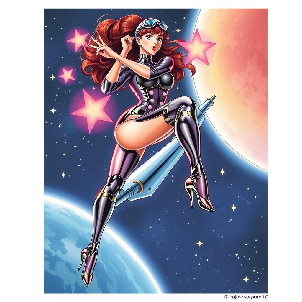 Cyberpunk Space Rider in Chrome Style