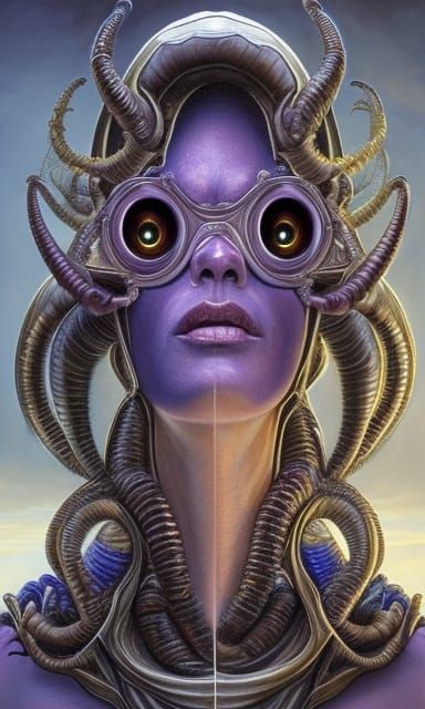 Alien Woman Selfie in Magical Realism Style