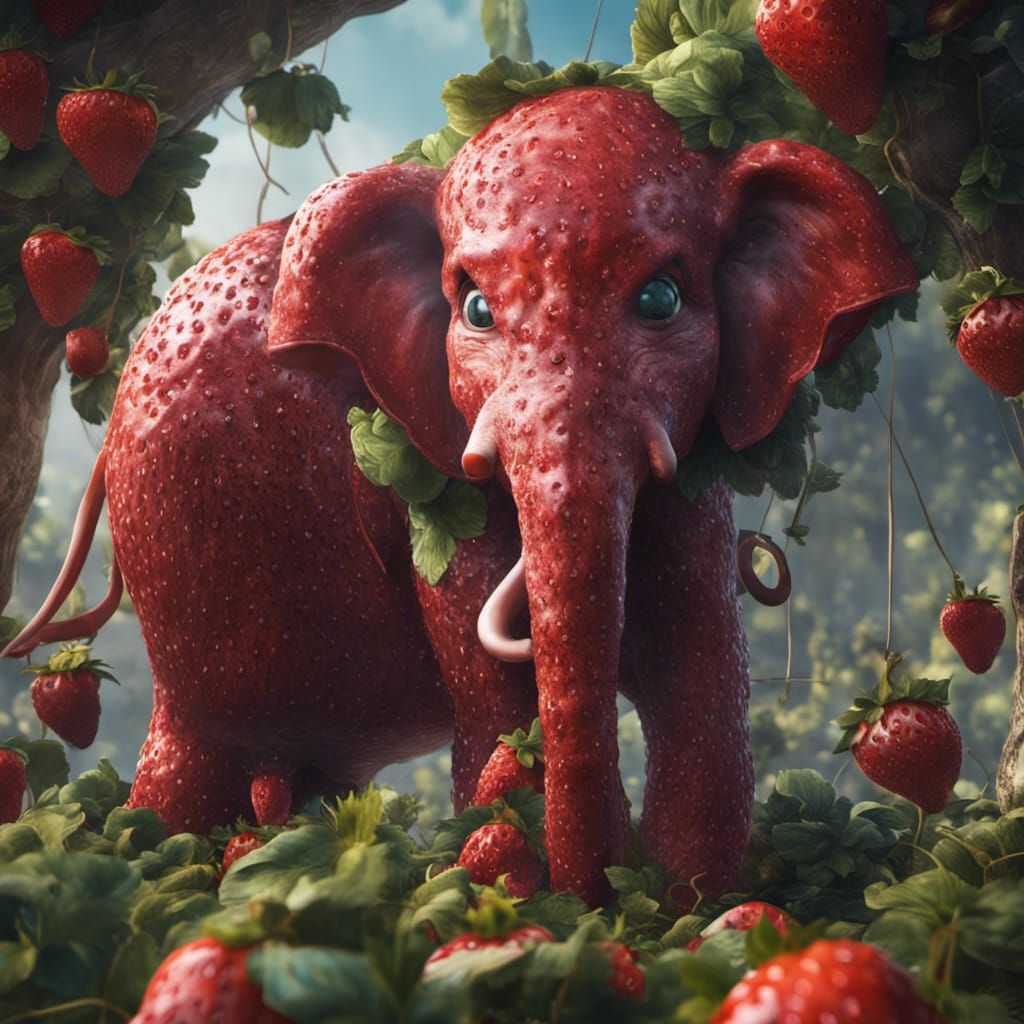 Fantastical Strawberry Elephant Concept Art
