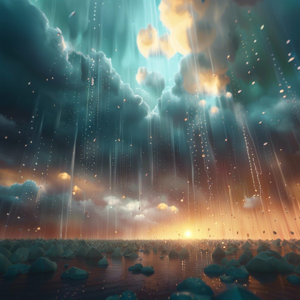 Surreal Rain Ascending to the Clouds