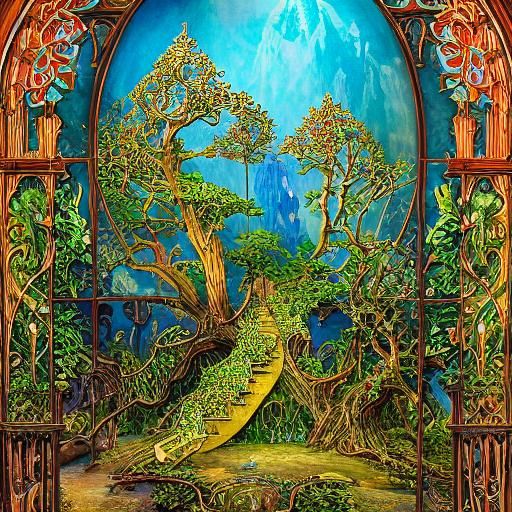 Elven Staircase in Art Nouveau Tree Palace