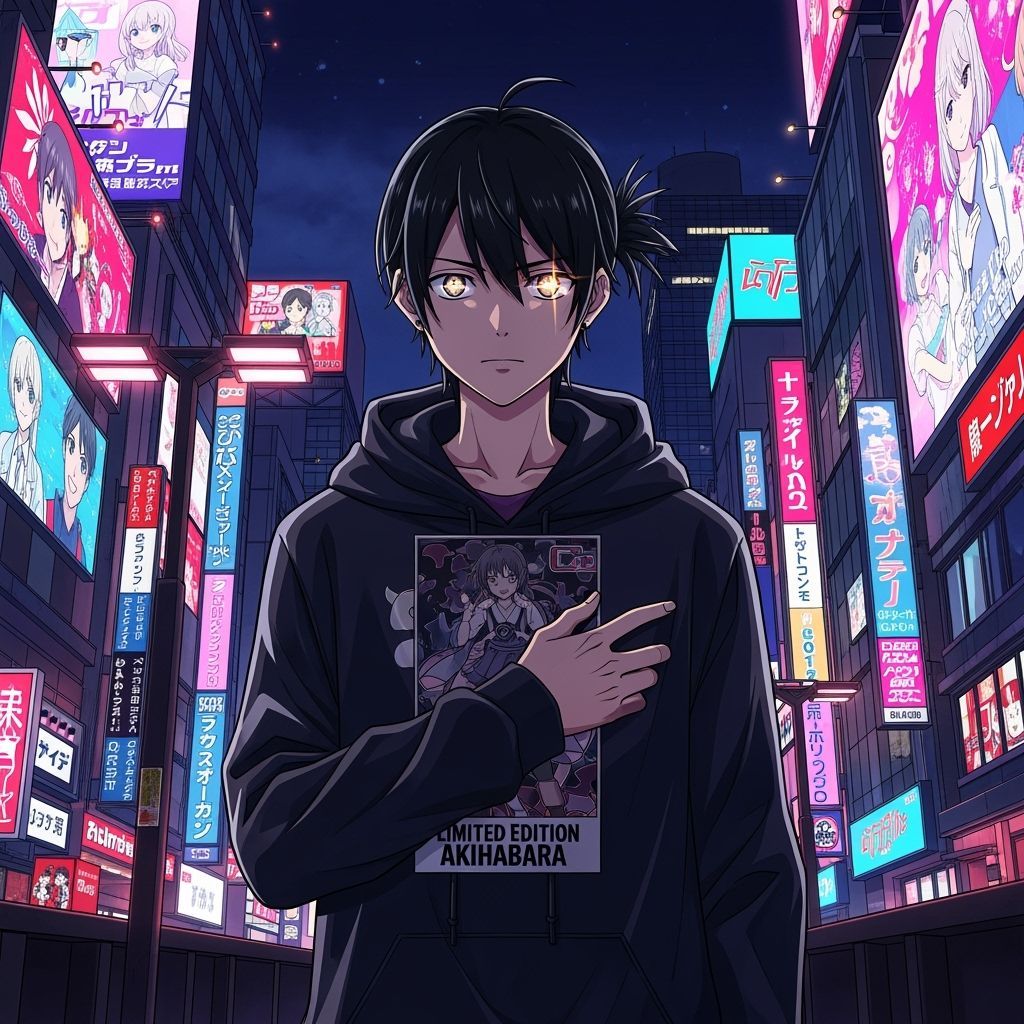 Anime Guy in Akihabara: Cel-Shaded Style