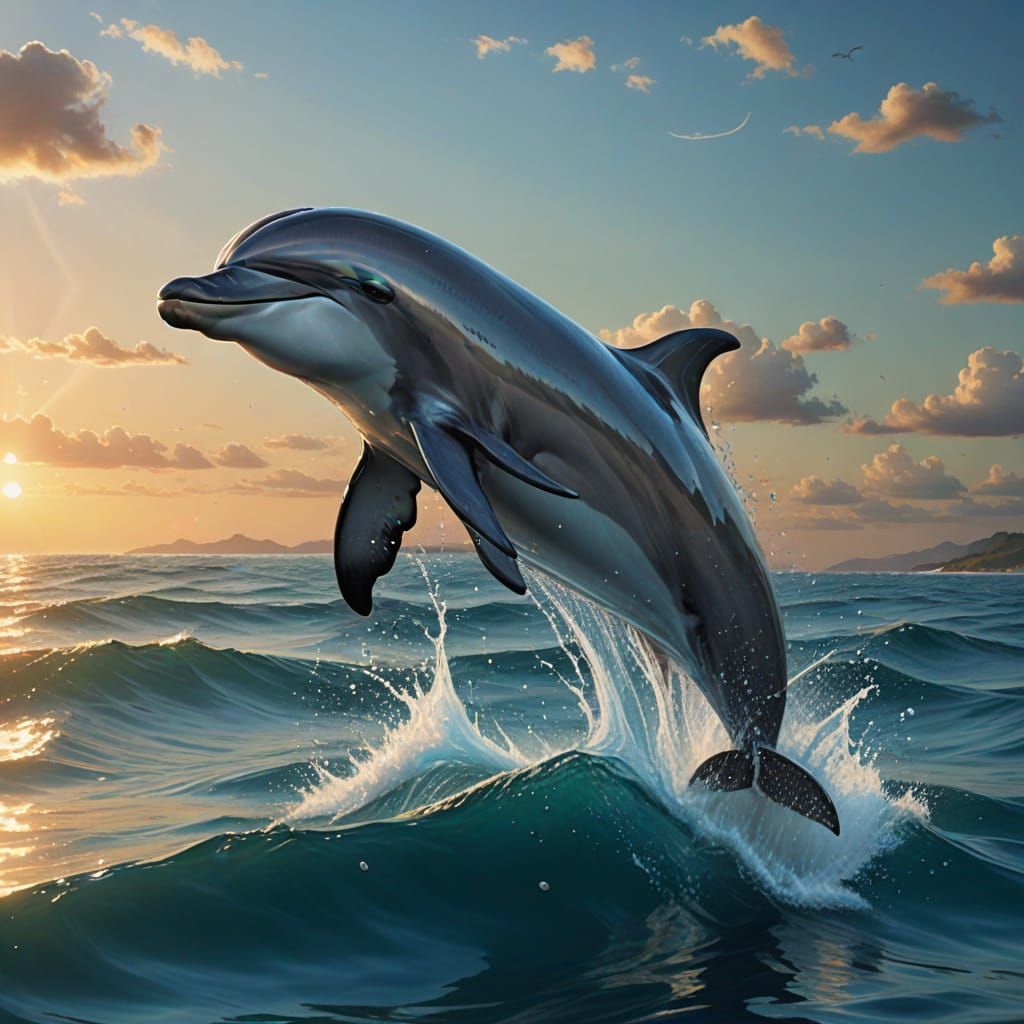 Majestic Bottlenose Dolphin Leaps from Turquoise Ocean