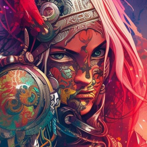 Steampunk Cybernetic Aztec Warrior: Intricate Digital Art