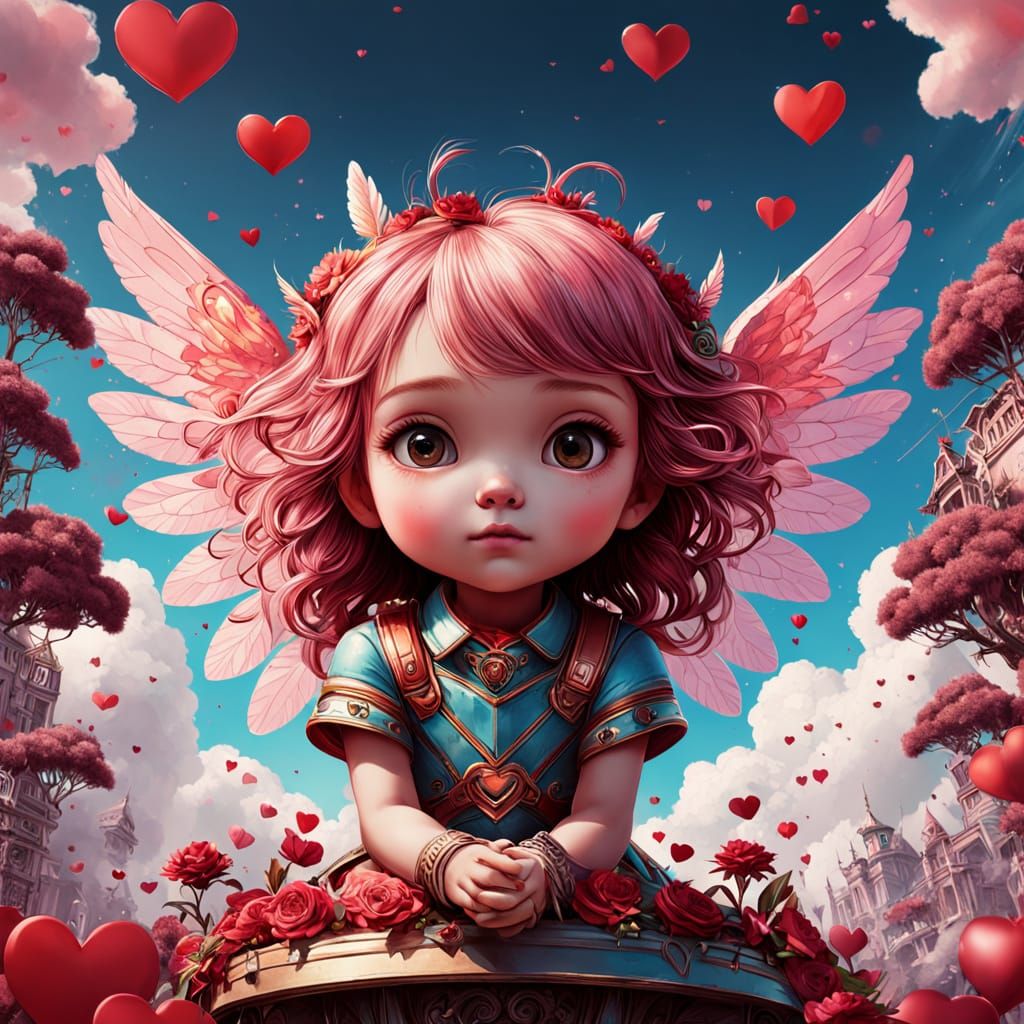 Whimsical Valentine's Day Card in Maximalist Style