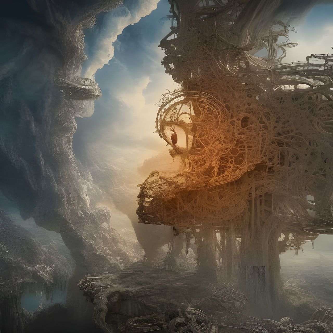 Detailed Deconstruction of the Hindbrain in Digital Art